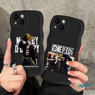 เคสโทรศัพท์มือถือ Tpu นิ่ม ลายการ์ตูนลูฟี่ วันพีช ขอบหยัก สีดํา สําหรับ Realme C55 C33 C30 9i 8i C15 C25s C11 C12 10 C25Y C35 8 C17 C25 C21Y C20 8Pro C20A 6i 7 5 7i 5i 9Pro+ 9 C3