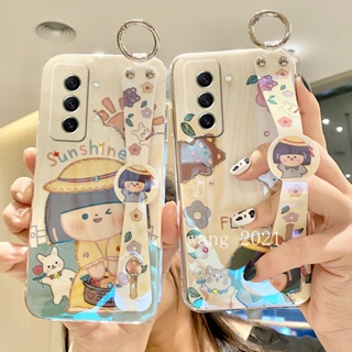 2023 New Casing Samsung Galaxy S23 S23+ Ultra S23 Plus A14 5G เคส Soft Texture Phone Case Rhinestone Glitter Sun Girl Cartoon with Wristband Back Cover เคสโทรศัพท