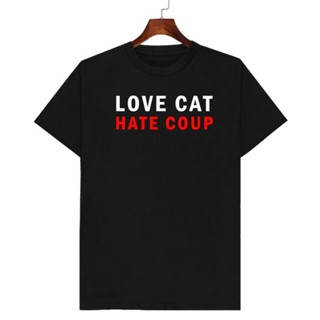 เสื้อยืด LOVE CAT HATE COUP เก็บเงินปลายทาง ตรงปก 100% เสื้อยืดผู้ชาย เสื้อยืดผู้หญิง เสื้อยืด 2021