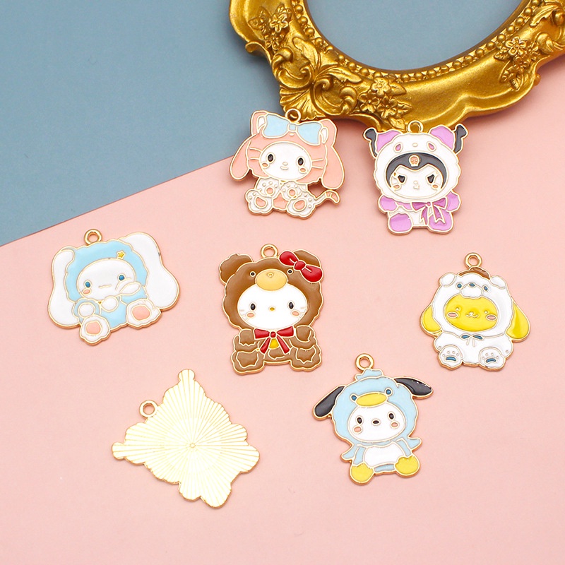 จี้การ์ตูนคุโรมิ อัลลอย แฮนด์เมด DIY เครื่องประดับ สําหรับผู้หญิง พวงกุญแจ ต่างหู สร้อยคอ เครื่องประดับ 2 ชิ้น ต่อล็อต ---062