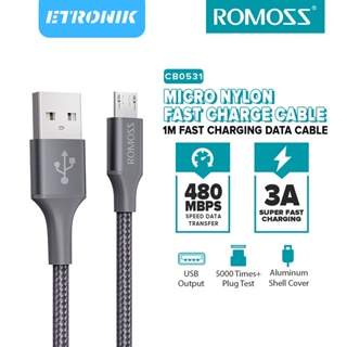 ETRONIK Romoss CB0531 3A สายชาร์จไนลอน Micro USB โอนข้อมูล 1 ม