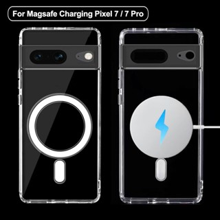 เคสโทรศัพท์มือถือแบบใส กันกระแทก พร้อมที่ชาร์จแม่เหล็กไร้สาย สําหรับ Google Pixel 7 Pro Funda Pixel7 Pro Pixel 7Pro