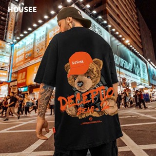 S-8XL Japanese fun bear short-sleeved T-shirt men and women tide oversize tide brand student Harajuku style loose w_03