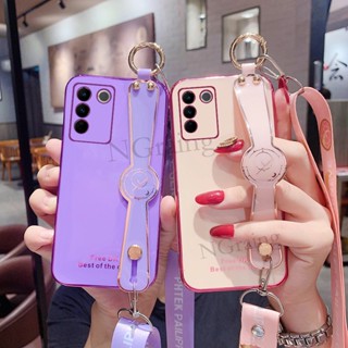 เคสโทรศัพท์มือถือ กันกระแทก พร้อมสายคล้องข้อมือ หรูหรา สําหรับ Vivo V27 V27E V27 Pro