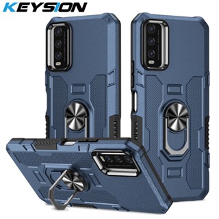 Keysion เคสโทรศัพท์ ซิลิโคนนิ่ม PC กันกระแทก พร้อมแหวนขาตั้งโลหะ สําหรับ VIVO Y20 Y20sG Y20i Y20 2021