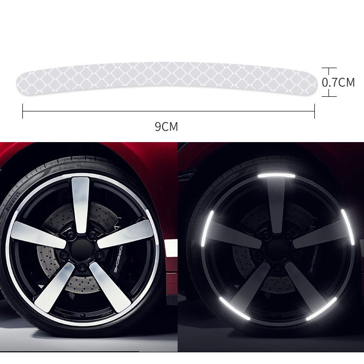 20 ชิ้นสะท้อนแสงล้อรถตกแต่งสติกเกอร์,Night Safetyคําเตือนรถสติกเกอร์,Anti-Scrat chรถรถจักรยานยนต์ล้อความปลอดภัยรถสติกเกอร์ (สีแดง) - รูปที่ 3