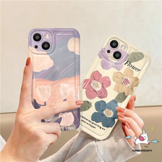 เคสโทรศัพท์มือถือ ซิลิโคนนิ่ม TPU ใส กันกระแทก ลายภาพวาดสีน้ํามัน รูปดอกทิวลิป สําหรับ iPhone 11 14 13 12 Pro MAX XR 6 6S 7 8 Plus X XS MAX