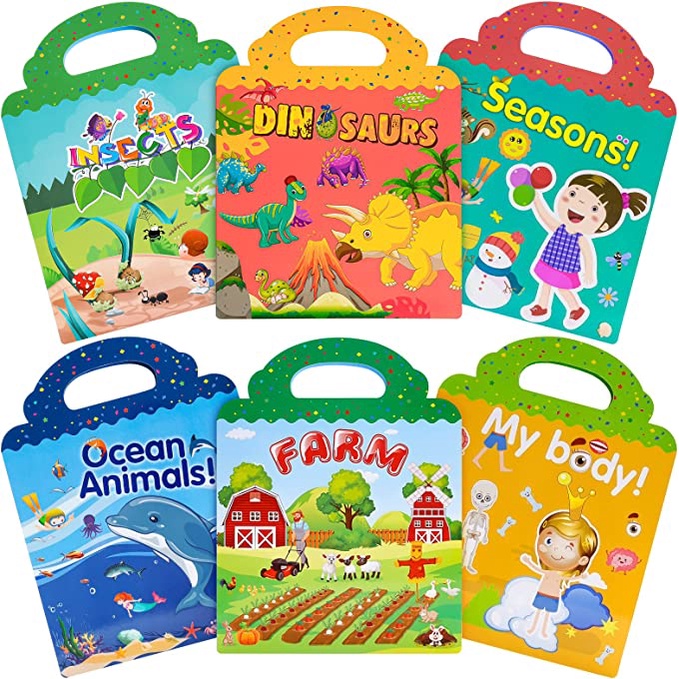 หนังสือสติกเกอร์แบบใช้ซ้ําได้ เด็กเดินทางของเล่นสติกเกอร์ที่ถอดออกได้หนังสือของเล่นการศึกษาปฐมวัยสําหรับเด็ก 3 ปี