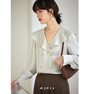 MANSA elegant solid shirt เสื้อ เสื้อเชิ้ตเเขนยาว เสื้อเชิ้ตสีพื้น