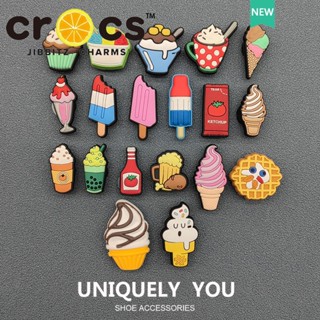 Crocs jibbitz จี้รูปไอศกรีม และดอกไม้ สําหรับตกแต่งรองเท้า DIY ตัวติดรองเท้า crocs