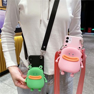 For Samsung Galaxy S10 S20 S21 FE S22 Note10 Plus Note20 Ultra A04S A13 A23 A33 A53 A73 A50 A30S A50S A20 A30 Cartoon Coin Back Cover Cute Frog Wallet Bags Phone Case