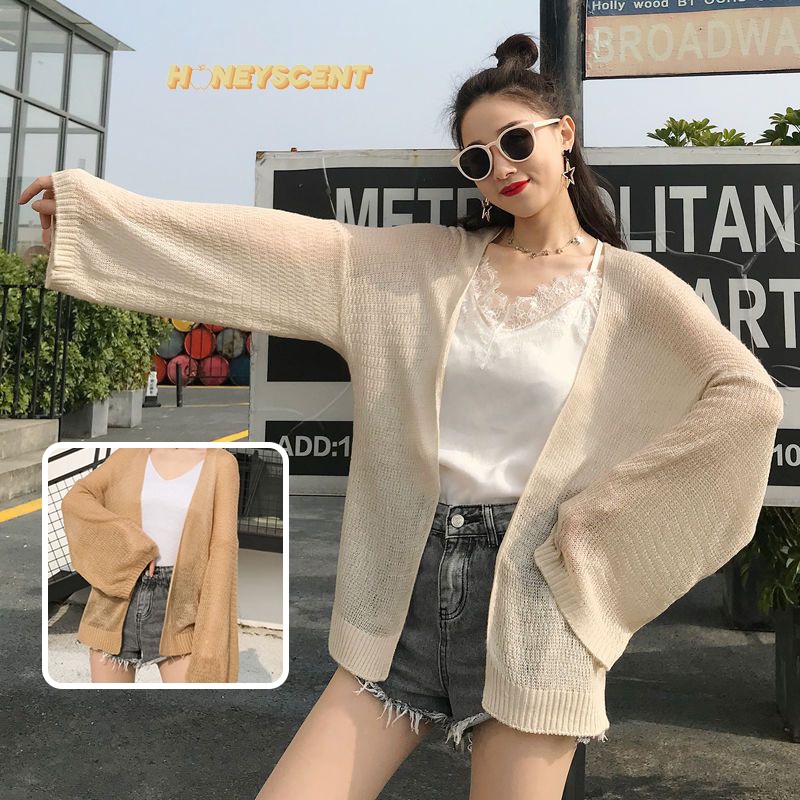 ชุดคลุมคาดิเกน เกาหลีตาข่ายทรงน่ารัก สวมใส่สบาย เสื้อคลุมไหมพรมเเฟชั่นงานตามกระเเส ไม่มีเอาท์