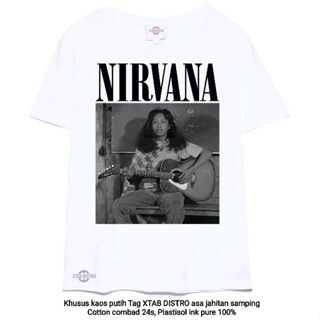 เสื้อยืดลําลอง แขนสั้น พิมพ์ลายวง NIRVANA MANDRA kurt cobain สีขาว