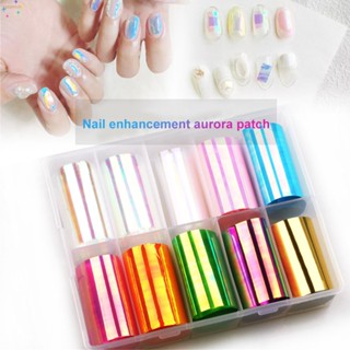 กวีนิพนธ์เพ้นท์เล็บ Aurora Sticker Strip Glass Phantom Color Paper Laser Mirror Boxed Glass Sticker Aurora Cellophane