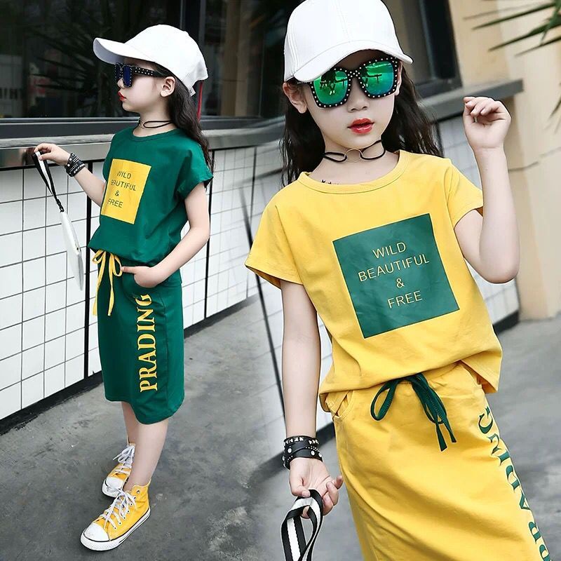 【จัดส่งจากประเทศไทย】 พร้อมส่ง ชุดสูทแขนสั้นฤดูร้อนสำหรับเด็กผู้หญิงสไตล์ตะวันตก2023ใหม่บริสุทธิ์ขนาดใหญ่9TO12ชุดกระโปรงเด็กฤดูร้อนสองชิ้น 4 5 6 7 8 9 10 11 12ขวบ