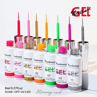 (( สีเจลลากเส้น Misscheering 12สี )) 12 Colors Gel Paint Nail Art สีเจล แบบพู่กันเส้นเล็ก ใช้เพ้นท์เล็บ ลายเส้น