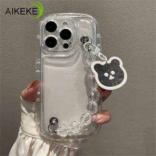 เคสโทรศัพท์มือถือแบบนิ่ม TPU ใส พร้อมสายคล้องข้อมือ จี้หมี สําหรับ Vivo Y20A Y20T Y12S Y11S Y12A Y17 Y15 Y13 Y12 Y11 Y93 Y91C Y1S Y95 Y91