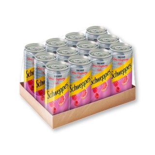 SoftDrink 12กระป๋องน้ำอัดลมและน้ำหวานSchweppes ไม่มีน้ำตาล330มล. น้ำอัดลมชเวปส์ชเวปส์ซิตรัสราสเบอรี่ DrinkSoftCitrusRas