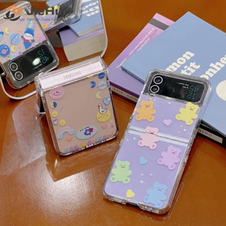 Jiehui เคสโทรศัพท์มือถือ ลายหมี สามชิ้น แฟชั่น สําหรับ Samsung Z Flip5 Z Flip4 Z Flip3