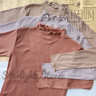 INNER / Inner naci knit Turtleneck/ Rib premium lengan panjang