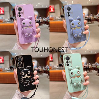 เคส Xiaomi 12 Lite เคส Xiaomi 12S เคส Xiaomi 12X เคส Xiaomi 11T Case Xiaomi Civi Case Xiaomi 12 Pro Case Xiaomi Poco F3 GT Case Xiaomi Poco X2 Case New Cute Rabbit Bracket Mobile Phone Cover Case With Rope โทรศัพท์มือถือ ลายกระต่ายน่ารัก พร้อมสายคล้อง