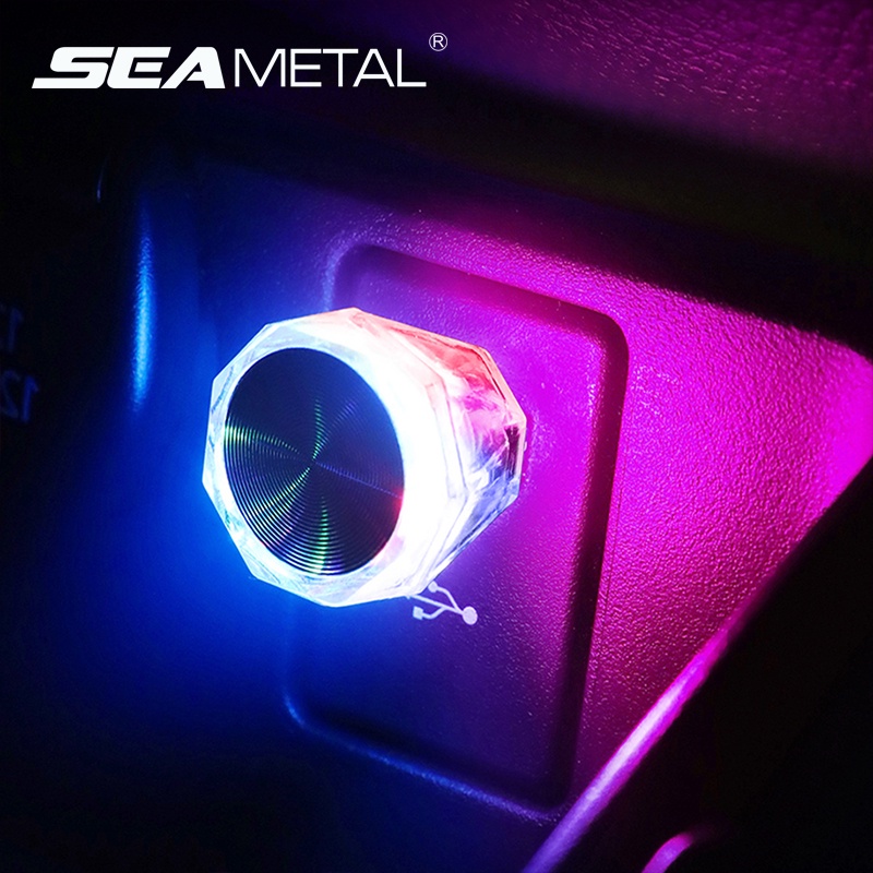 SEAMETAL USB ไฟบรรยากาศรถยนต์มินิ LED โคมไฟกลางคืนที่มีสีสัน 5V RGB อุปกรณ์ไฟภายในรถยนต์ ไฟไล่ระดับรถ ไฟ USB ในรถยนต์