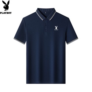 Playboy เสื้อโปโล แขนสั้น ลําลอง สไตล์นักธุรกิจ สําหรับผู้ชาย