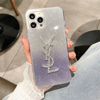 เคสโทรศัพท์มือถือแบบแข็ง ใส แต่งกลิตเตอร์ ไล่โทนสี หรูหรา คุณภาพสูง สําหรับ iPhone 12 13 pro max 14 pro max 12 pro max