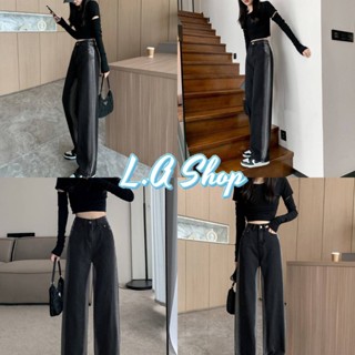 L.A Shop พร้อมส่ง กางเกงยีนส์ ขายาว เอวสูง ดีเทลสีเฟดข้างๆ ทรงกระบอก "1001" -NZ