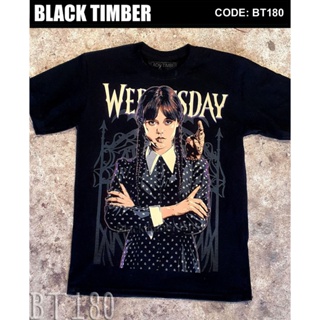 BT 180 Wednesday น้องวันพุธ เสื้อยืด สีดำ BT Black Timber T-Shirt ผ้าคอตตอน สกรีนลายแน่น S M L XL XXL