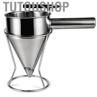 Tutoushop Stainless Steel Piston Funnel with Stand Kitchen Baking Batter Dispenser Sauce Cream Dosing for Home Bakery