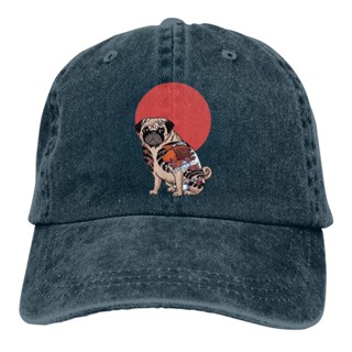 พร้อมส่ง หมวกเบสบอล ผ้าฝ้ายแท้ ลายการ์ตูนสัตว์ Yakuza Pug เต็มขนาด