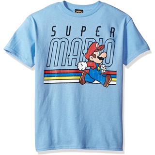 การ์ตูนคนอ้วน100%cotton เสื้อยืดผู้ชายแฟชั่น Nintendo Boys Super Mario Classic Vintage Throwback Mario Graphic T-s_12