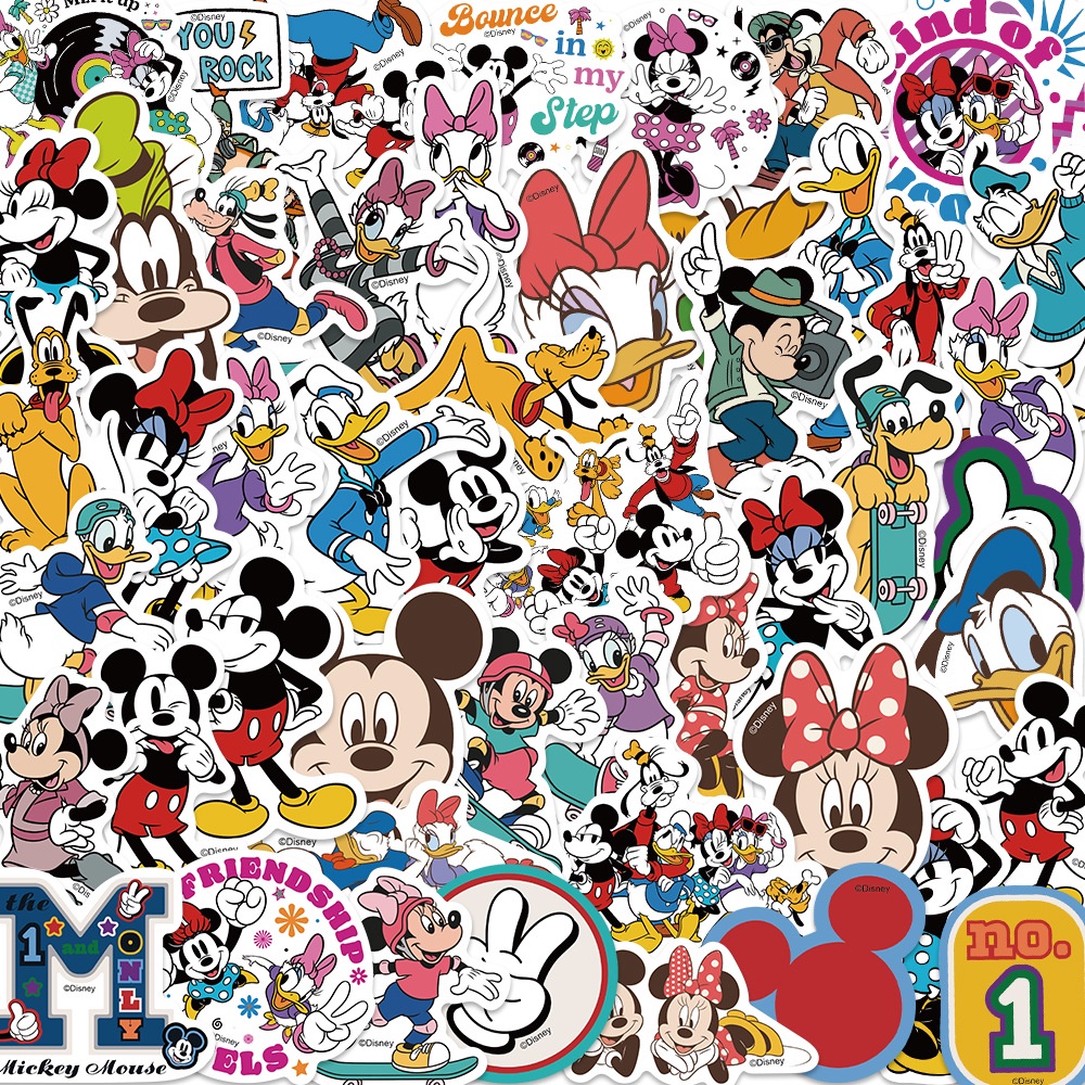 (ลิขสิทธิ์) สติกเกอร์ PVC ลายการ์ตูนมิกกี้เมาส์ และเพื่อน กันน้ํา (2) 50 ชิ้น