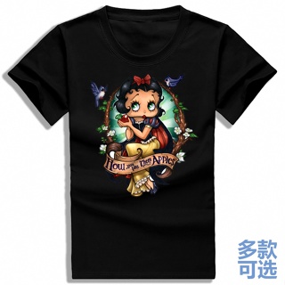 เสื้อยืดแขนสั้น ผ้าฝ้ายแท้ ทรงหลวม พิมพ์ลายตุ๊กตา Betty boop Betty Doll Big Eye สําหรับผู้ชาย และผู้หญิง