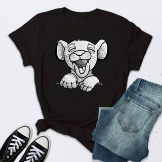 Cartoon Simba Print T Shirt Women T-shirt Disney the Lion King Short Sleeve Tshirt Summer (2023)_01