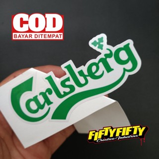 สติกเกอร์ พิมพ์ลาย Carlsberg แบบเคลือบเงา สําหรับติดตกแต่งหมวกกันน็อครถจักรยานยนต์