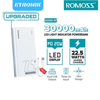 Etronik Romossense พาวเวอร์แบงค์ 8F 30000mAh Typec 22.5W Pd ชาร์จเร็วมาก