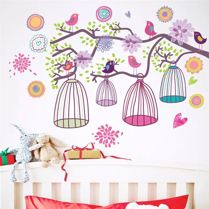 ADEK WALLSTICKER กรงนกสีสันสดใส AY993 สติ๊กเกอร์ติดผนัง pt สติ๊กเกอร์ติดผนัง โปร่งใส
