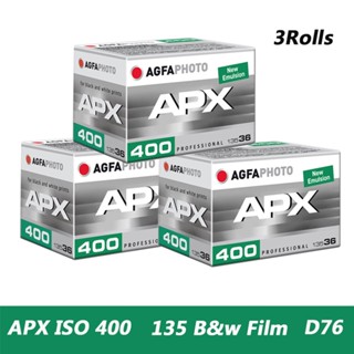 ฟิล์มถ่ายรูป ขนาดเล็ก AGFA APX 400 135 มม. สีดํา และสีขาว ISO 400 36 Exposure Per Roll 3 ม้วน