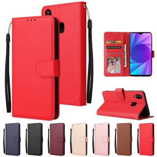 เคส Vivo Y91c Y1s Y53 Y31 Y55S 2021 5G Y76S Y76 5G Y95 Y93 Y91 พลิกกรณีโทรศัพท์กระเป๋าสตางค์ PU หนังกรอบรูปบัตรช่องใส่โทรศัพท์กันชน TPU นุ่ม