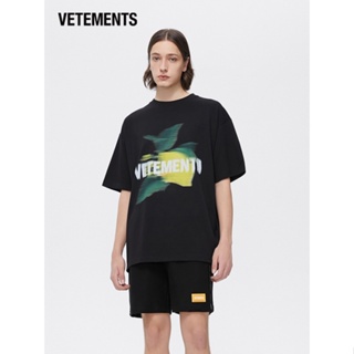 เสื้อยืดแขนสั้นลําลอง ผ้าฝ้าย ทรงหลวม พิมพ์ลาย VETEMENTS สําหรับผู้ชาย และผู้หญิง