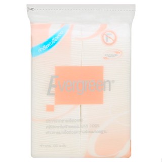 COTTON เอเวอร์กรีนสำลีแผ่นรีดขอบ100แผ่นผลิตภัณฑ์ดูแลผิวหน้าEVERGREEN EDGE PRESSED PAD 100PCS