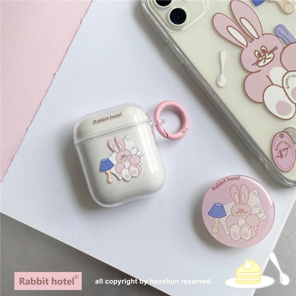 [จัดส่งด่วน] โคมไฟตั้งโต๊ะกระต่ายสีชมพูเหมาะสําหรับวอล์คเกอร์หูฟังป้องกันกรณีคลาสสิก TWS1 เคสหูฟัง N