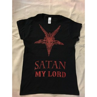 ผ้าฝ้ายแท้เสื้อยืดลําลอง ผ้าฝ้าย 100% แขนสั้น คอกลม พิมพ์ลาย Satan My Lord Baphomet Head Junior ขนาดเล็ก สําหรับผู้_04