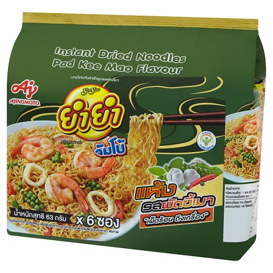 ยำยำจัมโบ้บะหมี่แห้ง DRIED ผัดขี้เมา 63ก.X6YUMYUMNOODLE PAD KEEMAO63G.X6