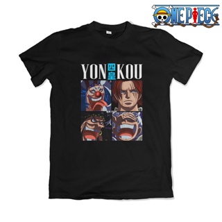  ใหม่เอี่ยมCOOL ONE PIECE Tshirt อะนิเมะ Yonkou Buggy Shanks Kurohige ลูฟี่แขนสั้นเสื้อลําลองหลวมเสื้อยืดข PUh