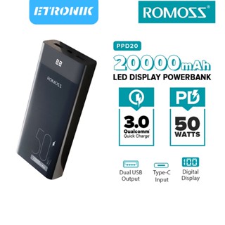 ETRONIK Romoss PPD20 20000mAh 50Watts Type-C Quick Charge สำหรับแล็ปท็อป/แพด/โทรศัพท์มือถือ Business Power Bank