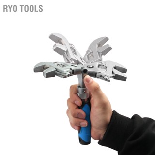 Ryo Tools ประแจปรับได้ 10 นิ้ว 180 ° ประแจมัลติฟังก์ชั่นหัวยืดหยุ่นหมุนได้สำหรับการซ่อมแซมบ้าน