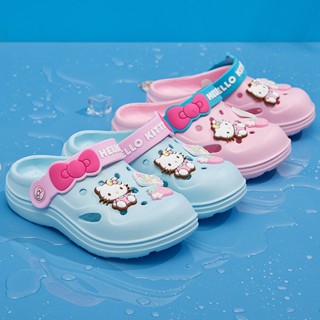 CROCS [P&amp;X] Sanrio รองเท้าแตะชายหาด ลายการ์ตูน Hello Kitty น่ารัก กันลื่น เหมาะกับฤดูร้อน สําหรับเด็กผู้หญิง